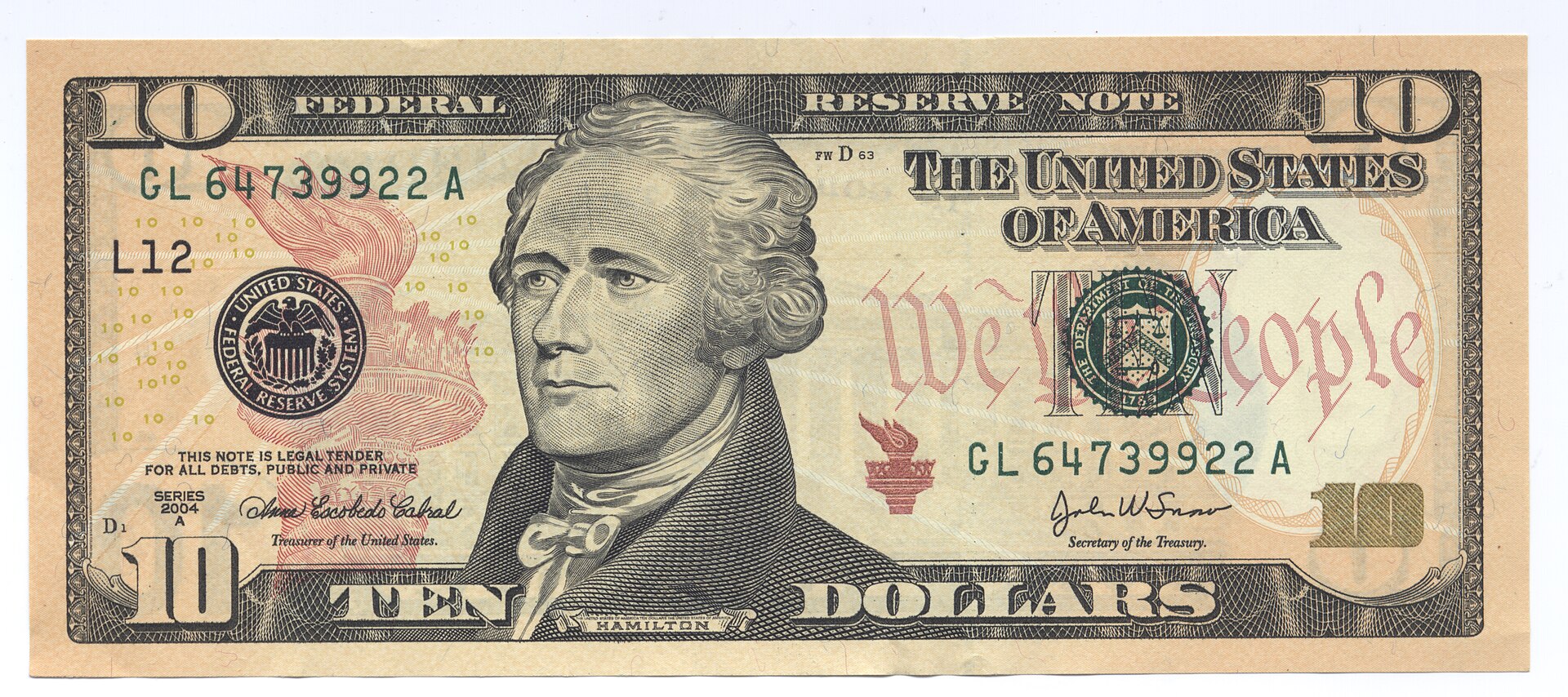 One hundred dollar bill obverse