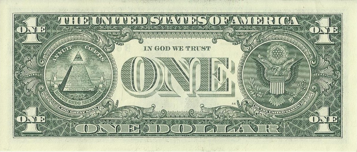 One dollar bill reverse