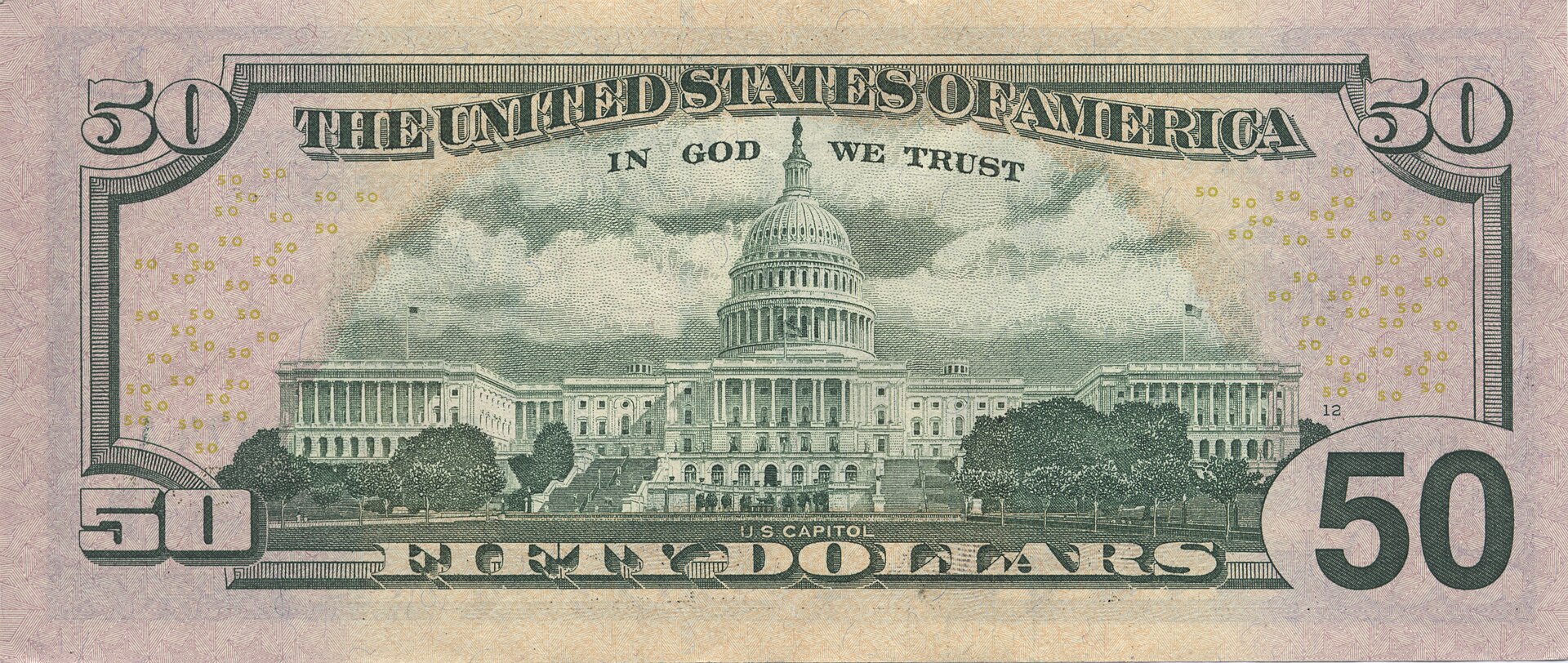 fifty dollar bill reverse