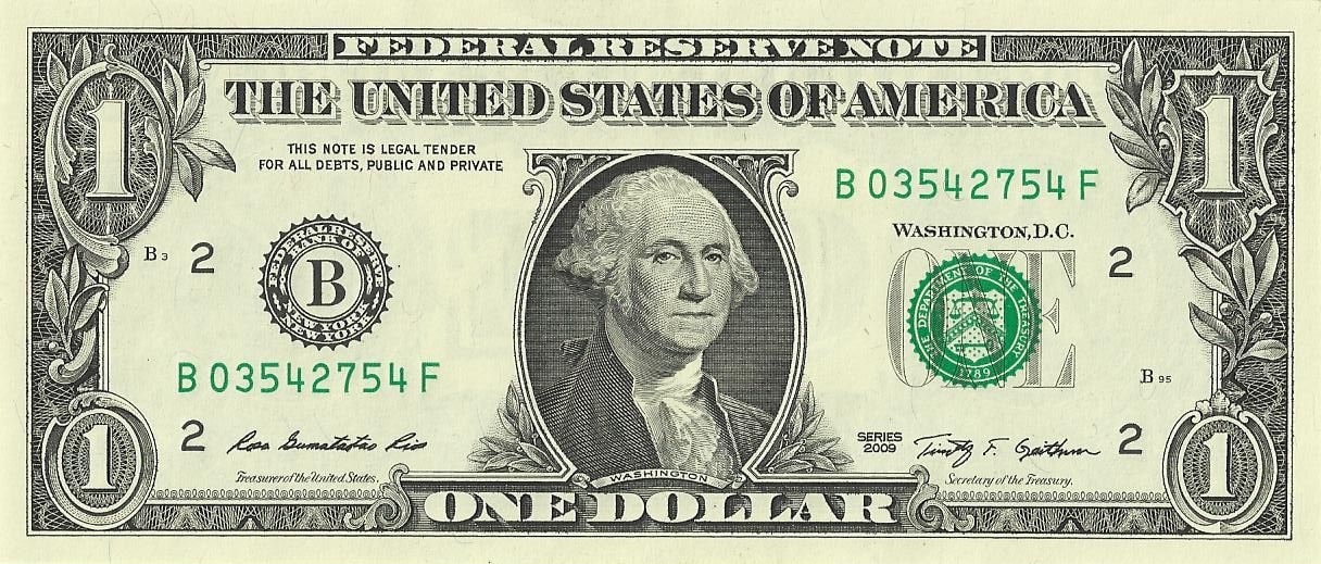 One dollar bill obverse